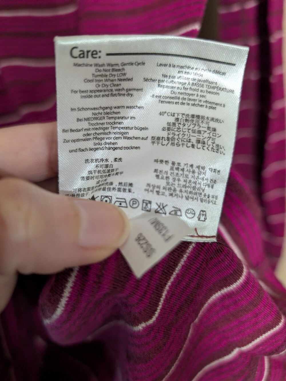 Smartwool Womens Merino Wool Long Sleeve Base Layer Top Magenta Striped S - Picture 5 of 6
